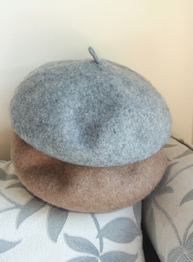 安娜羊毛贝雷帽女秋冬韩版日系百搭甜美可爱灰色画家帽复古蓓蕾帽