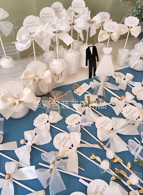 白色婚礼甜品台插件小清新生日派对订婚party米白色蛋糕插件