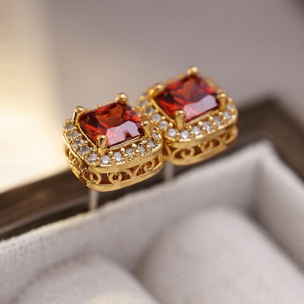 铜合金合成锆石耳饰公主风耳环