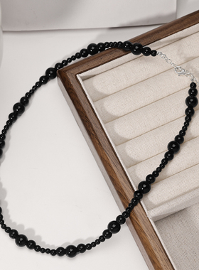 黑色琉璃串珠项链颈链圆锁骨链「毒药」气质时尚百搭嘻哈朋克新款