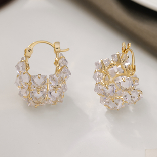 超闪锆石耳环「光和影」气质时尚小众设计感高级方块耳扣耳饰网红