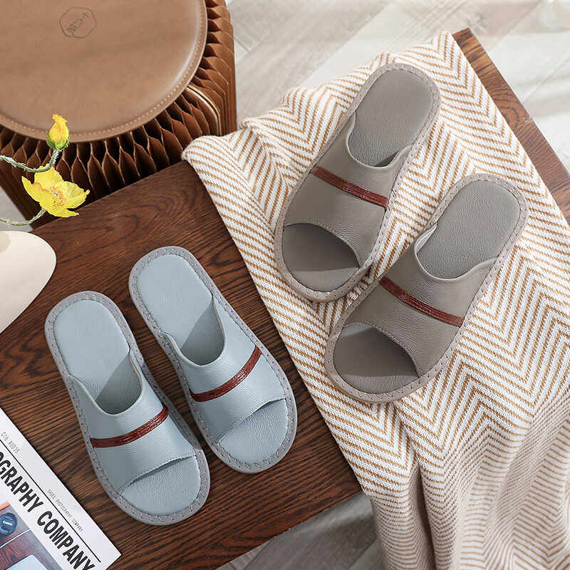 夏季高档防滑真皮凉拖鞋居家室内地板男女情侣不臭脚软底牛皮拖鞋