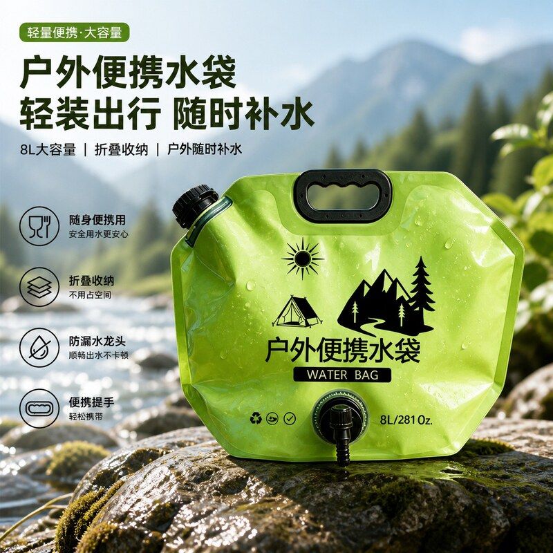 爬山便携袋蓄水户外装水袋露营旅游水桶大容量加厚饮储水软体折叠