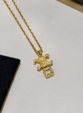 复古港风凯旋门方形水钻锁骨链