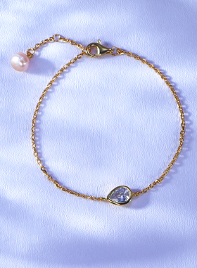 夏夜繁星水滴手链单钻超闪锆石