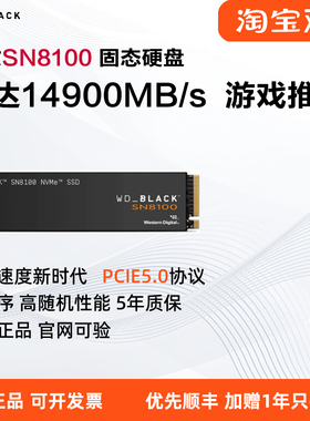 WD西部数据M2固态硬盘SN8100固态盘1T WD_BLACK SSD PCIE5.0 NVMe