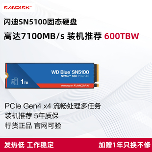 WD西部数据SN5100西数SSD固态硬盘1T电脑装 NVMe 机存储1TB全新正品