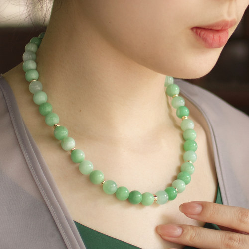 朗睦天然澳洲玉手工项链女设计感