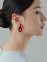 原創(chuàng)鎖鏈環(huán)扣天然瑪瑙銀針耳飾女