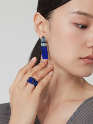 朗睦原创设计青金石女耳环新中式