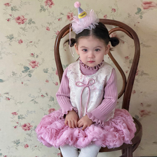 奶油baby女童新年公主裙冬2025婴儿周岁礼服宝宝国风连衣裙拜年服