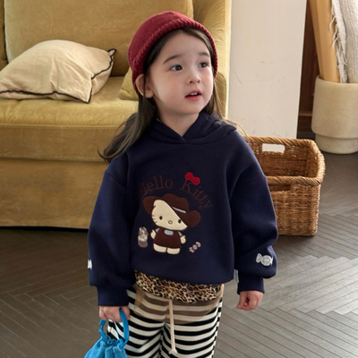 韩版女宝宝可爱KT连帽卫衣