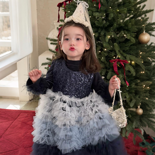 奶油baby女童公主裙加绒2025新款 秋冬女宝宝高级感气质背心连衣裙