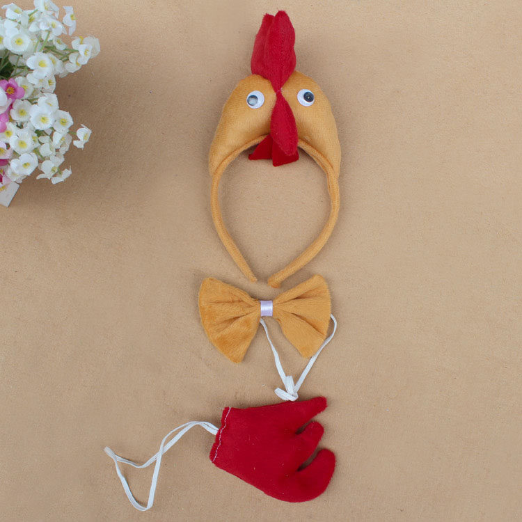 成人儿童节装扮头饰动物头饰派对表演用品动物大公鸡发卡三件套