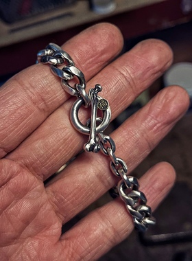 蓮說製物福重磅古巴链银手链