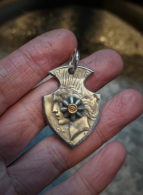 莲说制物 1922百年古董银币手工改制 箭头吊坠