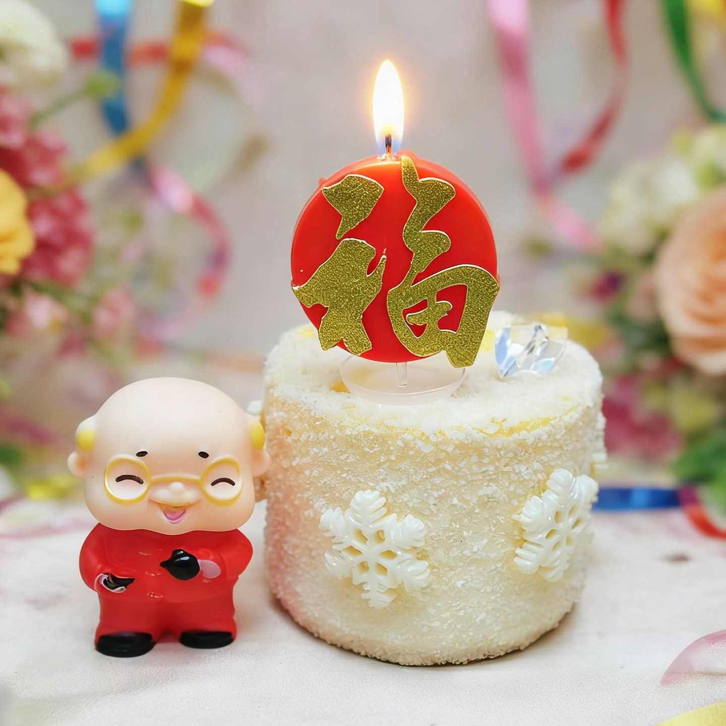 福字蜡烛祝寿生日蛋糕花馍装饰老人大宴席用品福如东海金数字快乐图片