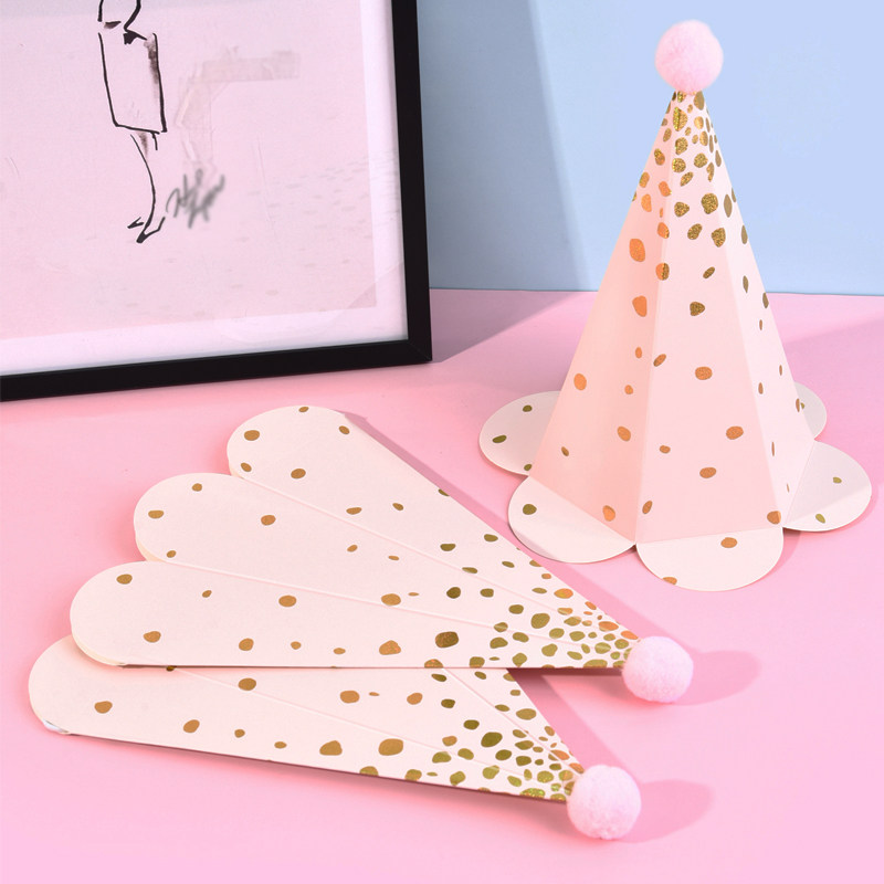 便携生日帽折叠派对装扮粉色蓝色