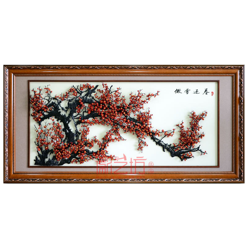 2米傲雪迎春彩色梅花芜湖铁画铁艺挂画沙发背景墙壁画结婚礼物