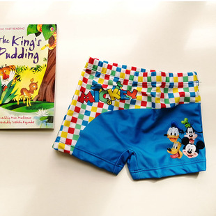 妙妙屋 彩色格子儿童泳裤 男童泳装 特价 小孩泳裤 包邮 宝宝泳衣 不