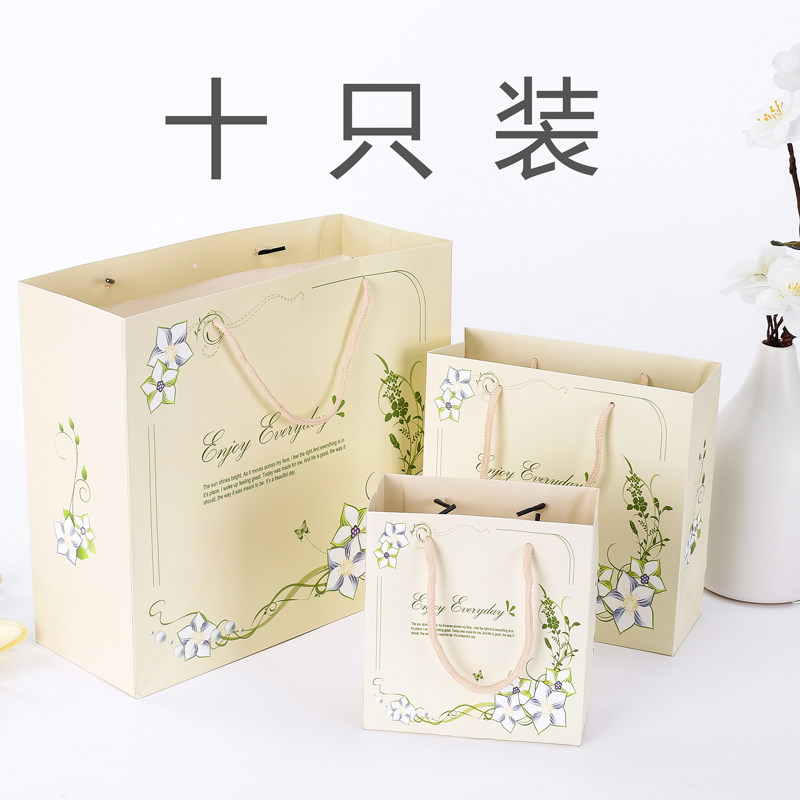 十只装绿色小花回礼袋  衣物袋 购物袋 生日礼品袋 化妆品包装袋