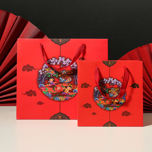 包装中国风红色喜庆手提袋礼盒
