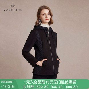 沐兰设计感运动时尚修身棉服女冬季减龄连帽开衫棉衣