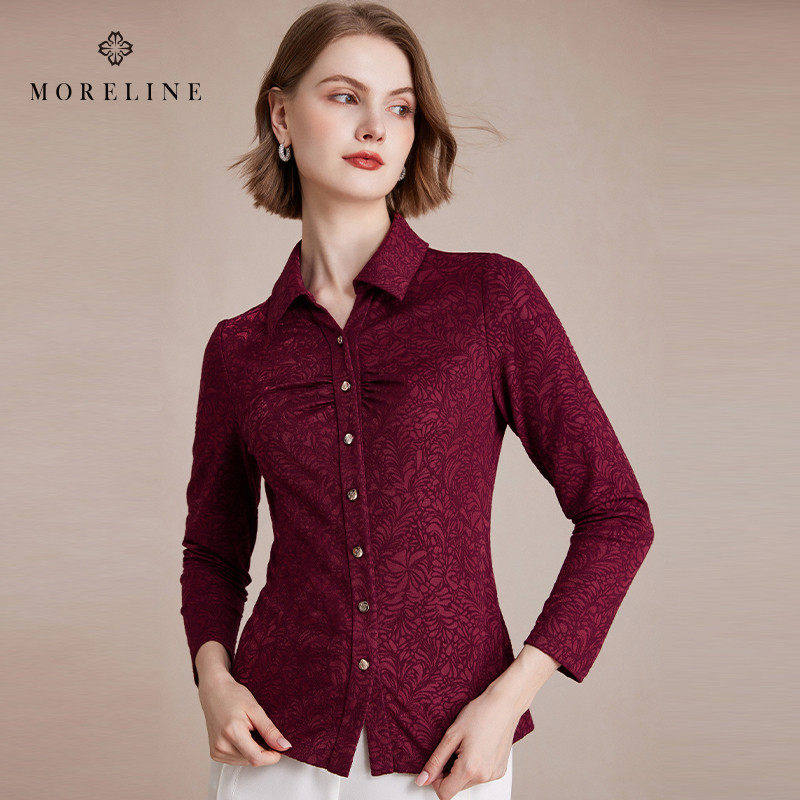 沐兰法式轻奢提花衬衫女秋新款设计感优雅修身显瘦长袖衬衣