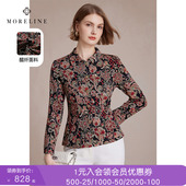 沐兰商场同款 短外套 气质修身 复古翻领印花西装 女春秋新款