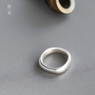 熙素新款 简方 手工999足银素圈戒指女小众设计轻奢高级感柔光指环