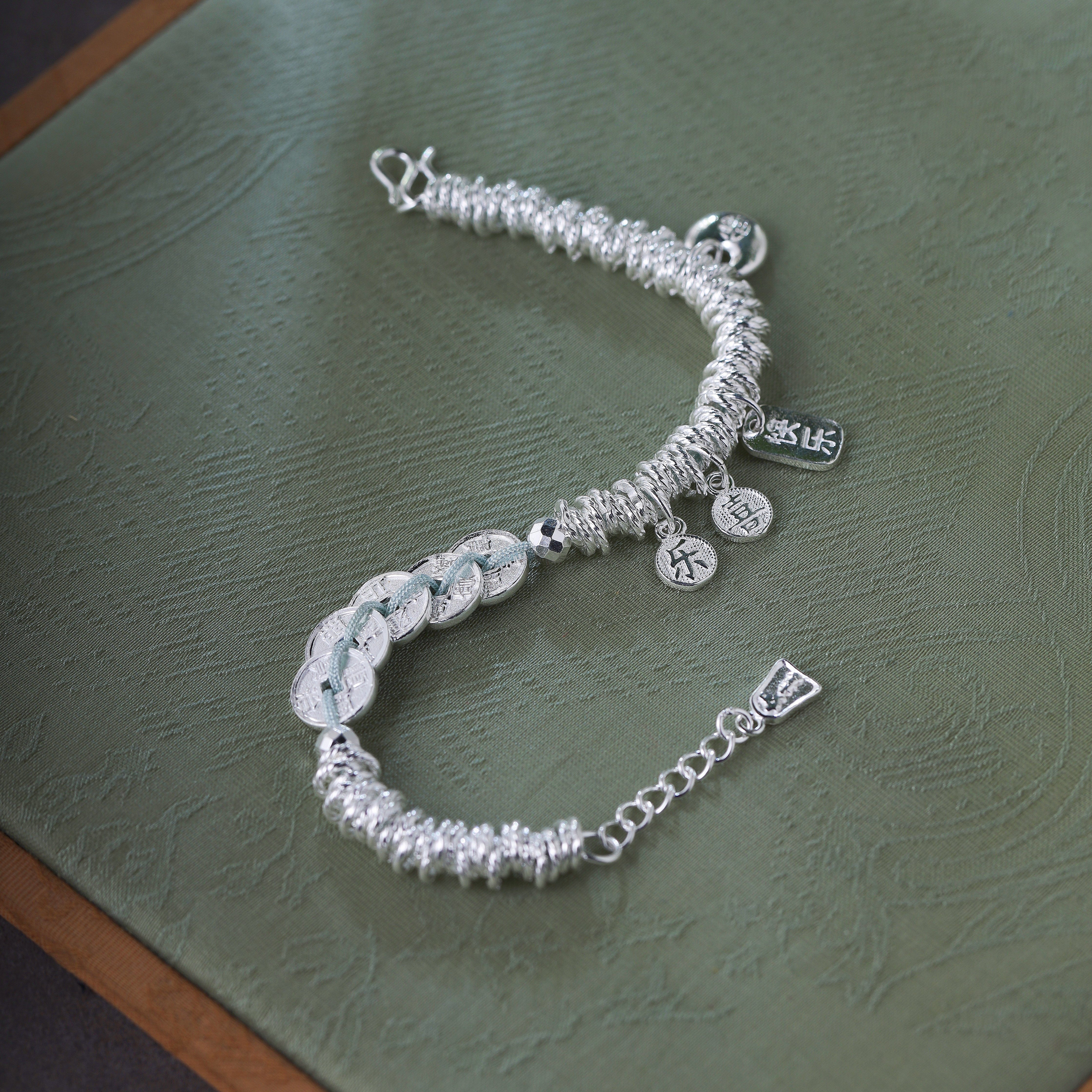 五帝承祥|熙素999足银盘缠五帝币手链平安喜乐如意吉言手绳链,饰品/流行首饰/时尚饰品新,银饰手链,淘宝优惠券,粉丝福利购,淘宝优惠卷