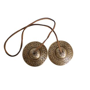 铜材碰铃嗡字花纹手工打击乐器撞铃藏式吉祥传统乐器送铃套