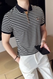 2025夏季新款t恤蜜蜂条纹短袖polo衫青年修身上衣A431-PL593-P55，男装T恤，星座401B（原A431）
