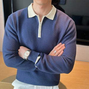 2025秋装男士半拉链翻领卫衣休闲宽松长袖T恤衫401B-WY622-P78图片