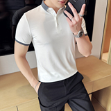 2025夏季休闲修身高弹力翻领薄款冰丝男士短袖polo衫A431-PL08P45，男装Polo衫，星座401B（原A431）