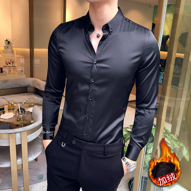 2025冬装英伦加绒免烫长袖衬衫A6011加绒P75不加绒P65M-5XL,男装衬衫,星座401B（原A431）