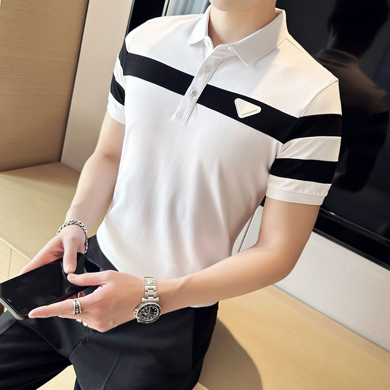 2025夏季新款英伦拼色休闲修身短袖polo衫翻领t恤A431-PL556-P55,男装T恤,星座401B（原A431）