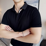 2025夏季半袖潮流修身翻领短袖Polo衫百搭纯色T恤A431-PL78-P50，男装T恤，星座401B（原A431）