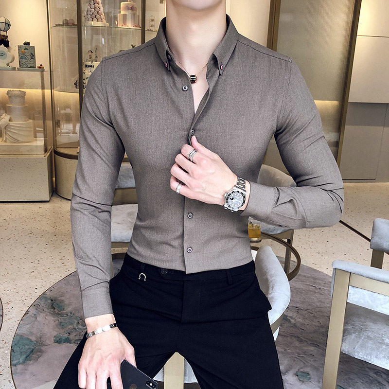 2026春款常年有货纯色净版衬衫长袖男士休闲衬衣401B-1660-P65，男装衬衫，星座401B（原A431）