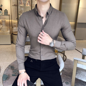 2026春款 常年有货 纯色净版衬衫长袖男士休闲衬衣401B-1660-P65，男装衬衫，星座401B（原A431）