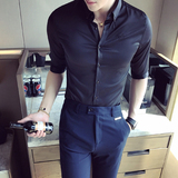 英伦风修身纯色衬衫男中袖衬衣A431/3188P60原A206-1，男装衬衫，星座401B（原A431）