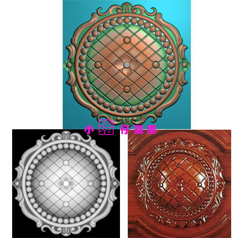 圆形洋花菠萝纹门花门板围板雕花JDP浮雕图521精雕图软件图BMP图