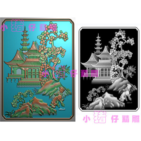 山水人物图百子图两孩兰亭序JDP精雕图BMP浮雕图 软件雕刻图521