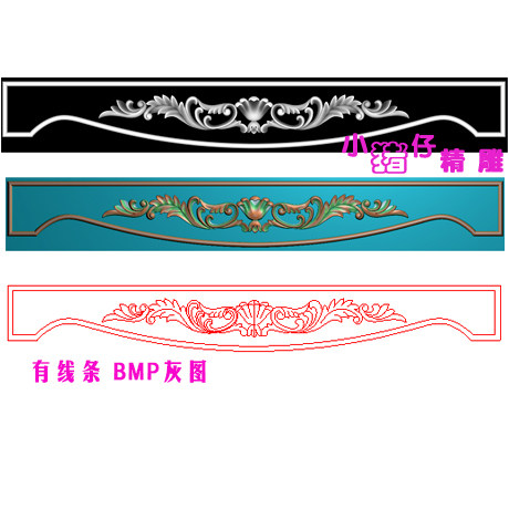 桌椅柜挡板条洋花精雕图 JDP浮雕图521软件BMP灰图 石雕木雕图