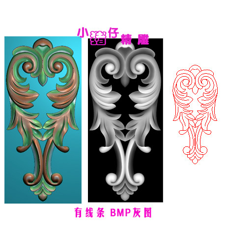 洋花门花角花柱头贴花精雕图521软件图浮雕图 JDP格式 灰色图 BMP