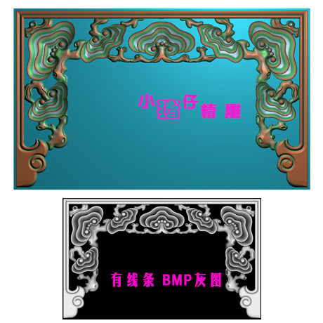 精雕图灵芝佛龛门龛花架围板JDP浮雕图521软件BMP灰色图雕花图