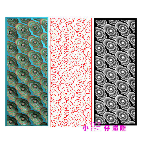 祥云洋花角花柱条贴花 精雕图JDP浮雕图521软件图BMP灰度图