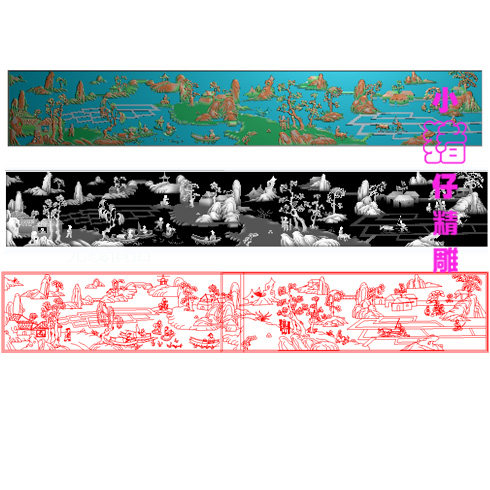 人物风景百子图兰亭序JDP精雕图521浮雕图软件雕刻BMP灰度图