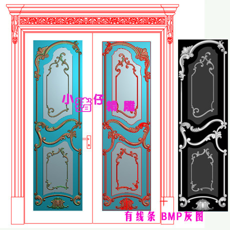 别墅大门花洋花 精雕图JDP浮雕图 521软件 BMP灰图