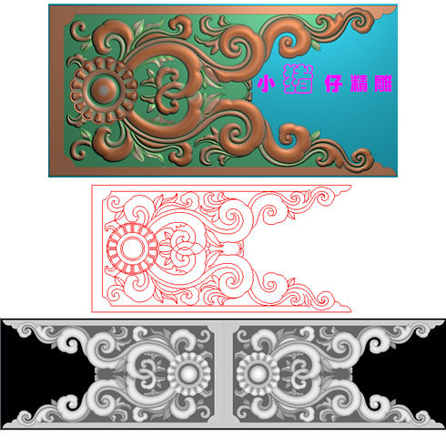 精雕图藏式洋花夹花挡花隔障窗障JDP浮雕图521软件素材图雕刻图